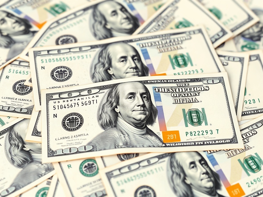 Realistic detailed spread of $100 bills representing equity access