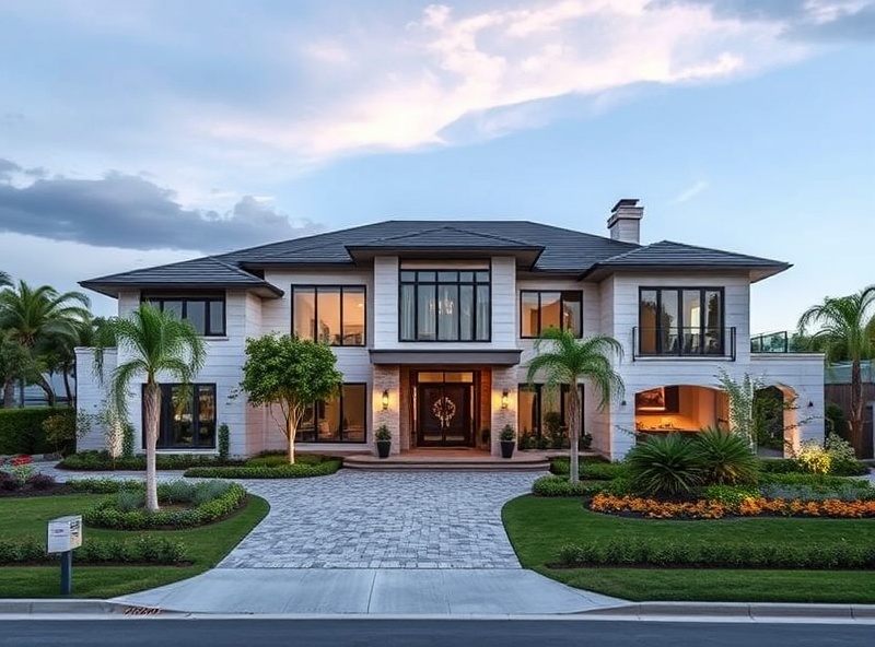 Luxury real estate property exterior with modern home architecture