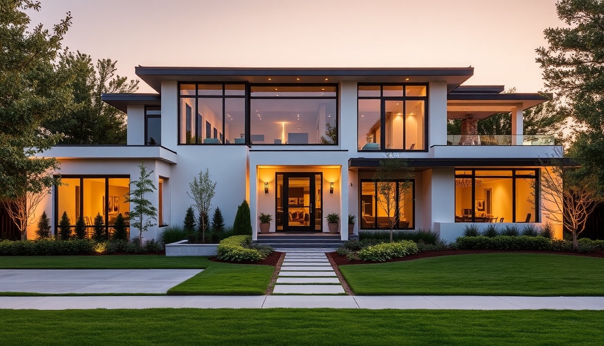 Modern luxury home exterior with professional architectural focus for cash-out refinance