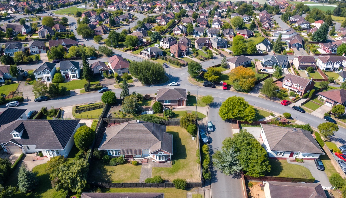 Aerial view of residential neighborhood showing investment properties