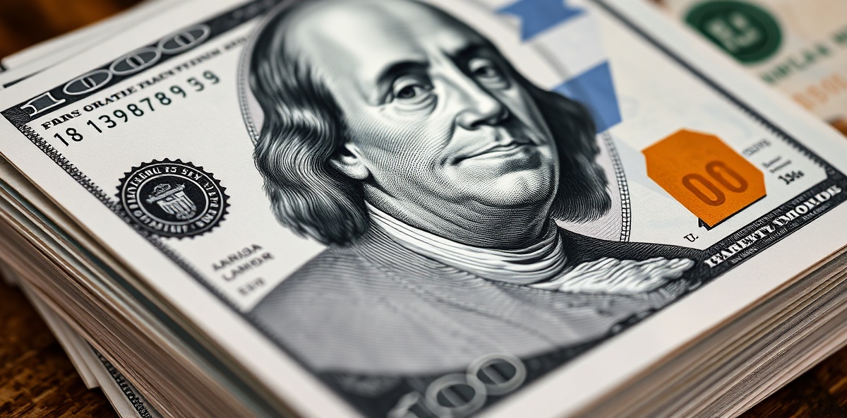 Realistic detailed $100 bills representing property financing