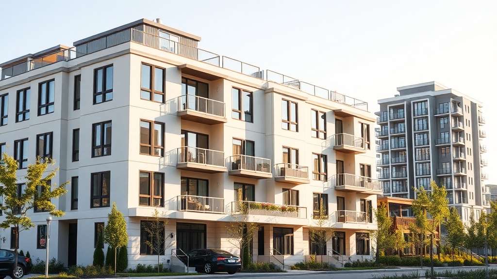 High-end luxury investment properties featuring modern rental townhomes and upscale multifamily residential buildings