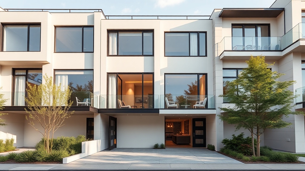 Luxury modern townhouse with contemporary architecture and floor-to-ceiling windows