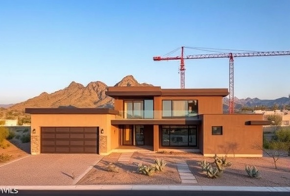 Modern luxury home under construction in Scottsdale