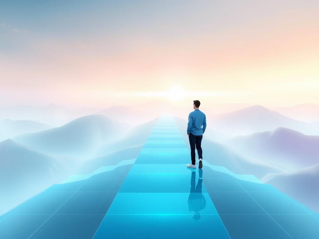 A visual representation of a user progressing through a series