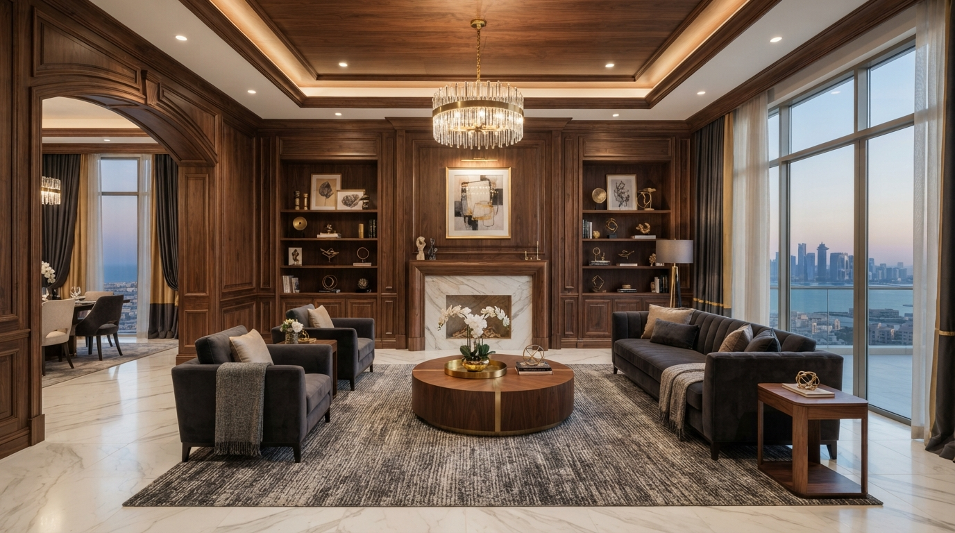 Luxury villa interior with bespoke Golden Line joinery