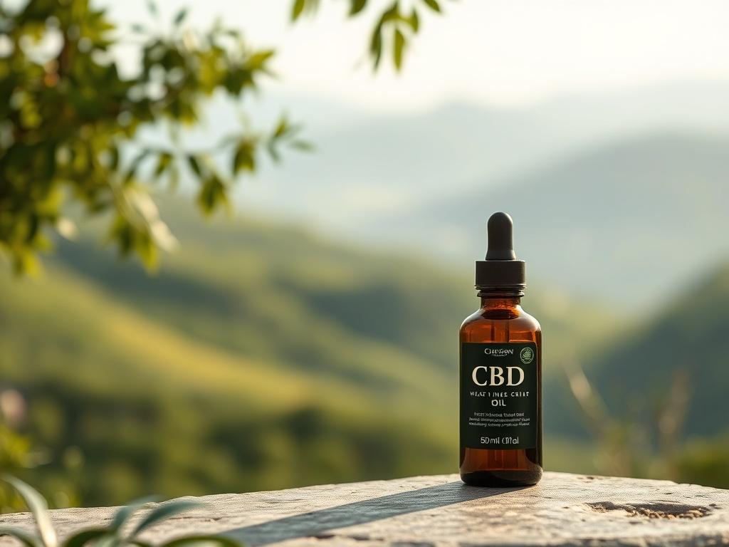 A serene image of a tranquil green landscape, featuring a