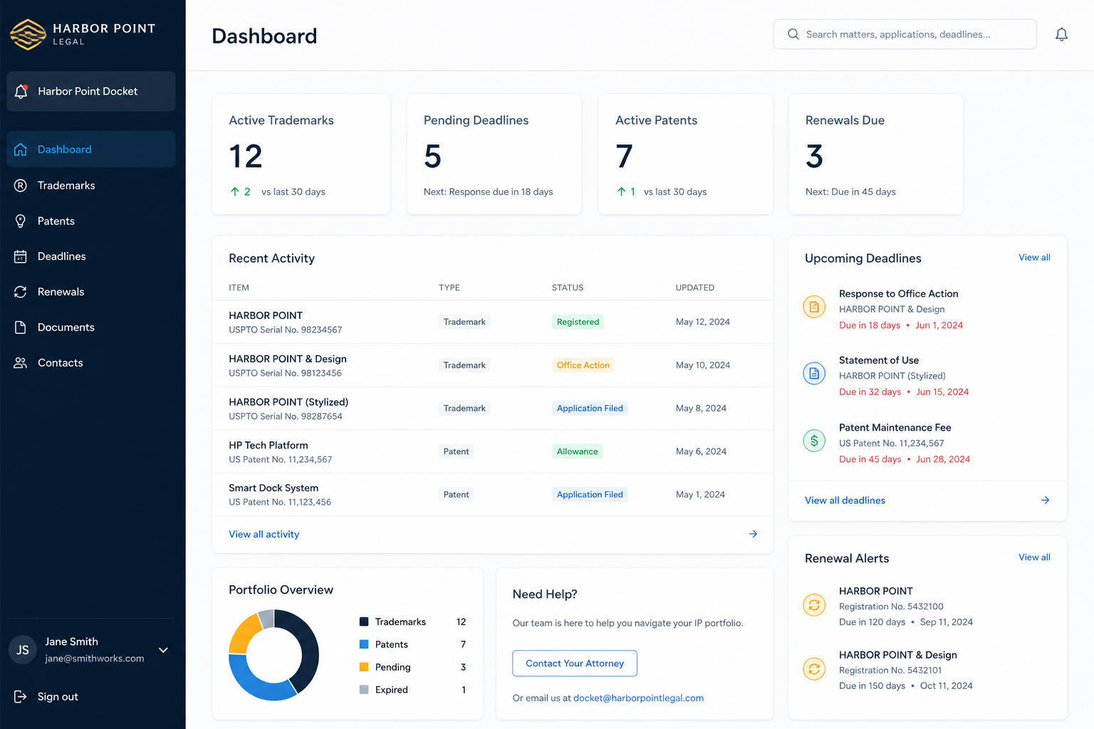 IP Docket Portal Preview