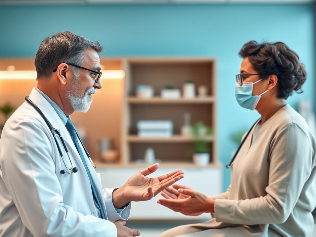 A healthcare professional discussing chronic disease management with a patient