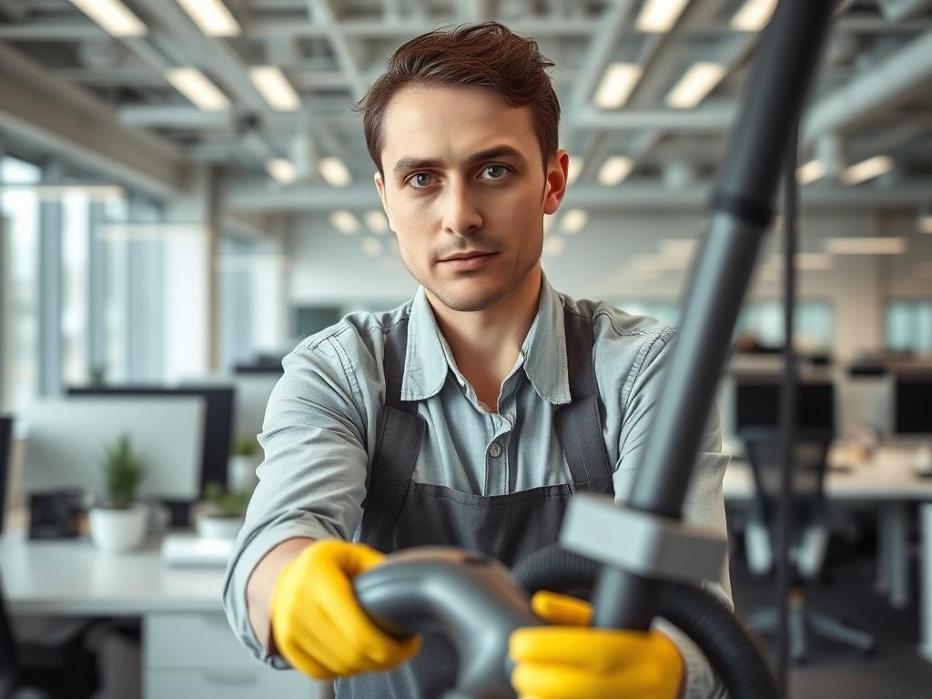 A close up shot of a professional cleaner using a