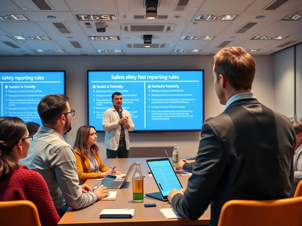 A high resolution image of a trainer presenting to a
