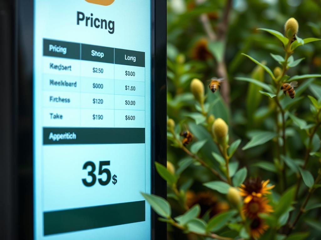 A close up shot of neatly arranged pricing tiers on