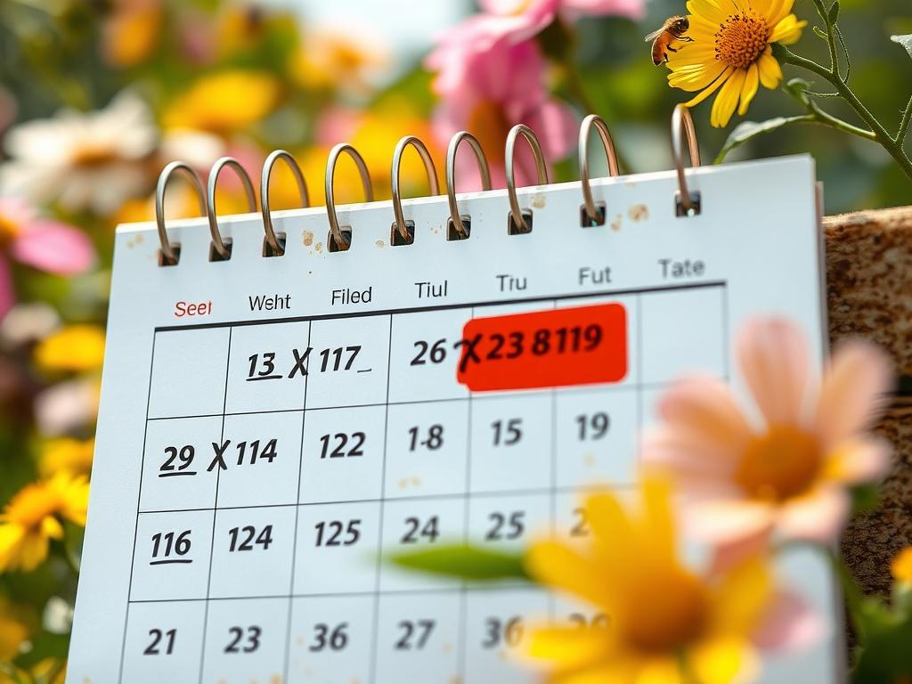 A vibrant image of a calendar with beehive maintenance appointments