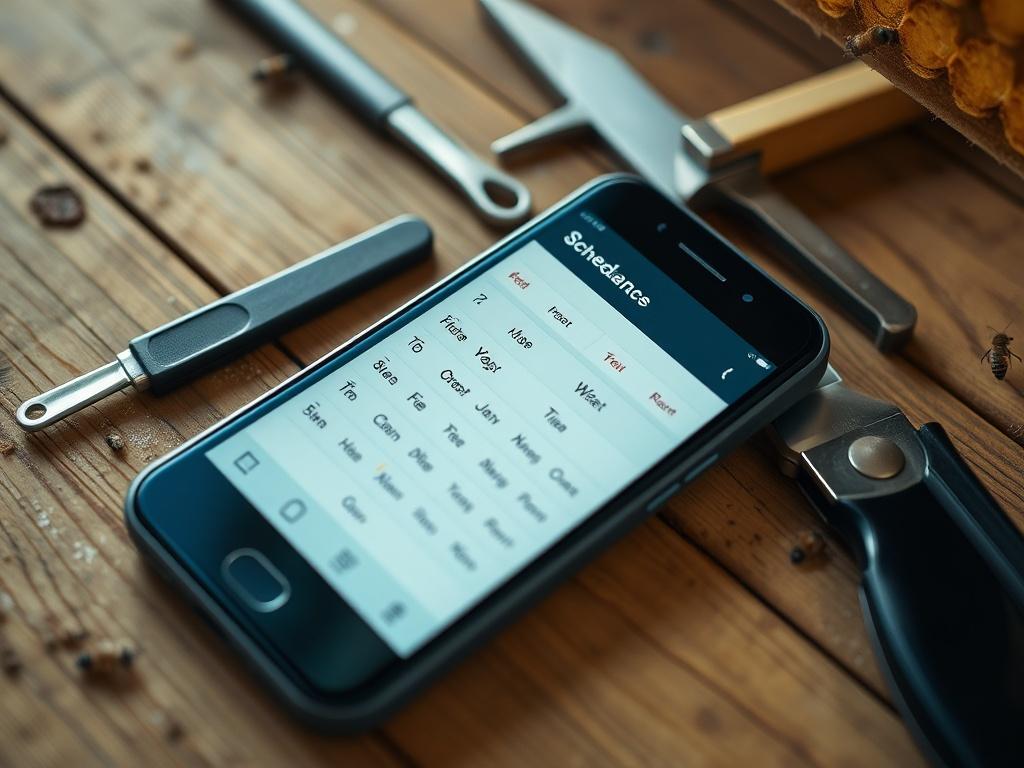 A close up shot of a smartphone displaying the scheduling