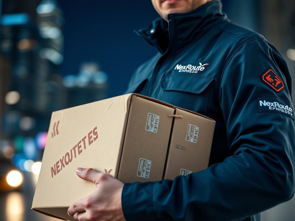 A close up shot of a professional courier in uniform,