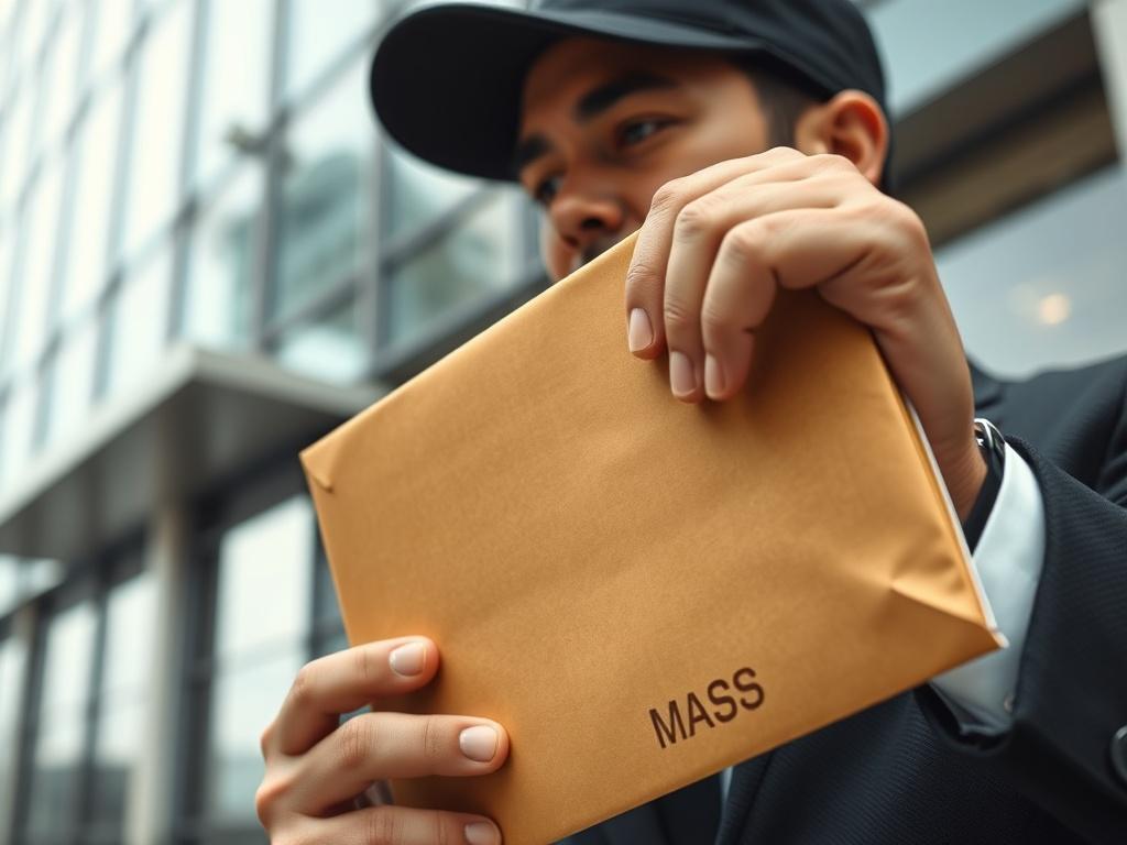 A close up shot of a professional courier in a