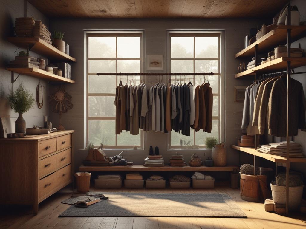 A rustic, inviting scene showcasing a cozy room filled with