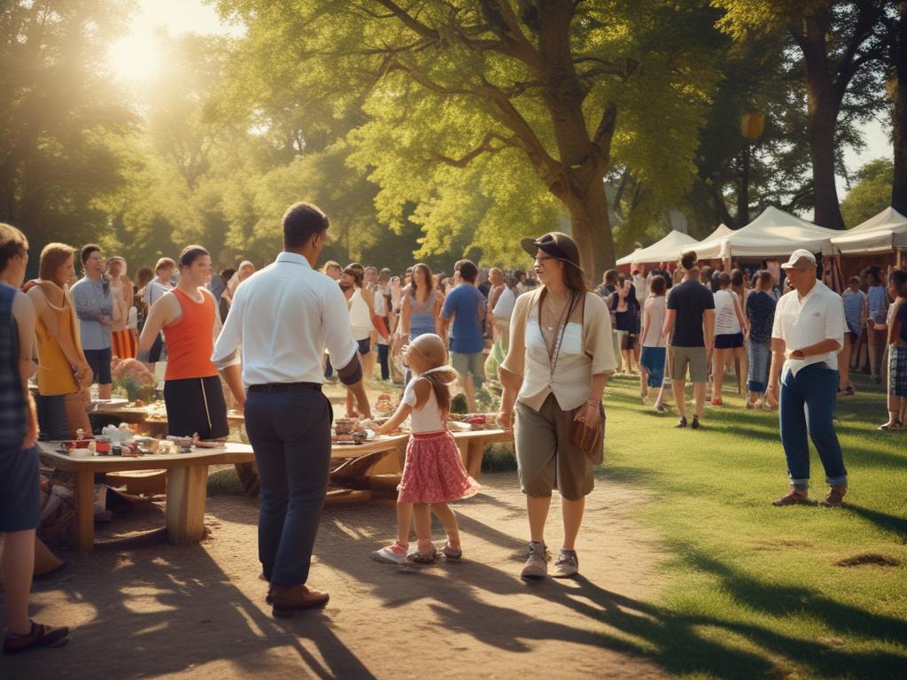 A realistic high resolution showcasing a lively community event in