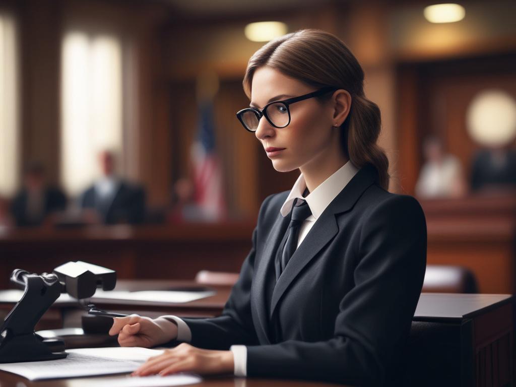 A hyper realistic close up of a court reporter using