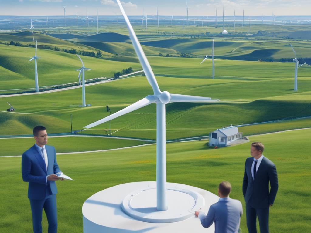 Design a high resolution image showcasing a modern wind turbine