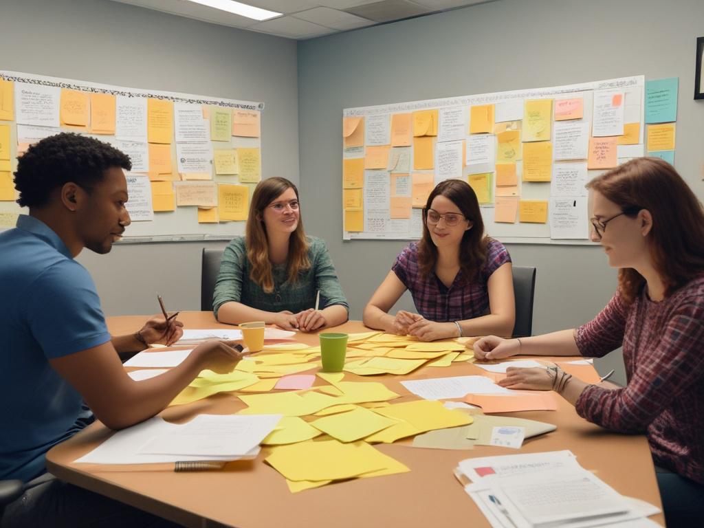 A dynamic workshop setting where participants are engaged in brainstorming