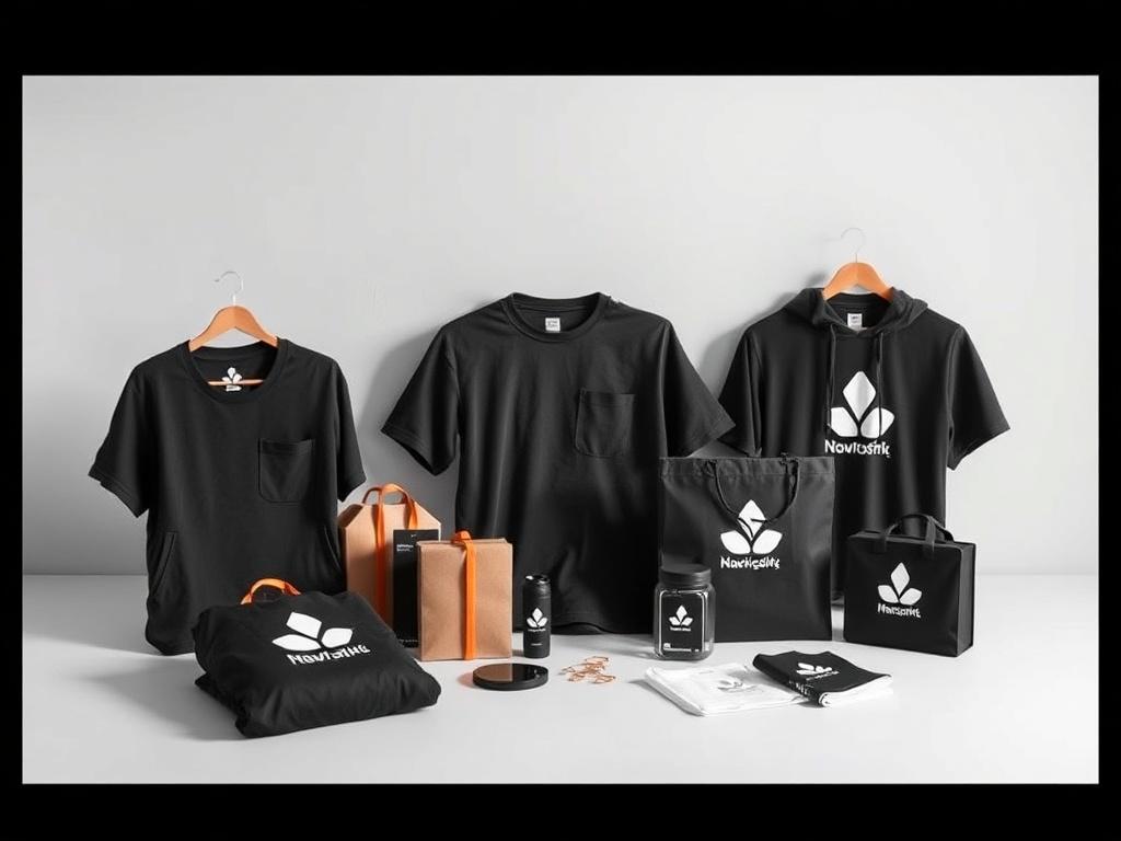 A high resolution showcasing an assortment of branded corporate gifts,