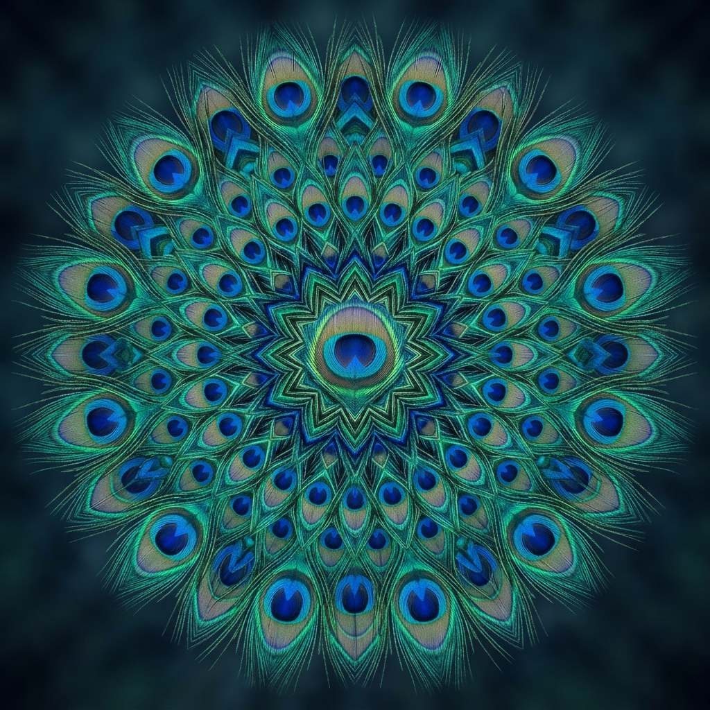 A retired early kaleidoscopic pattern study in iridescent tones