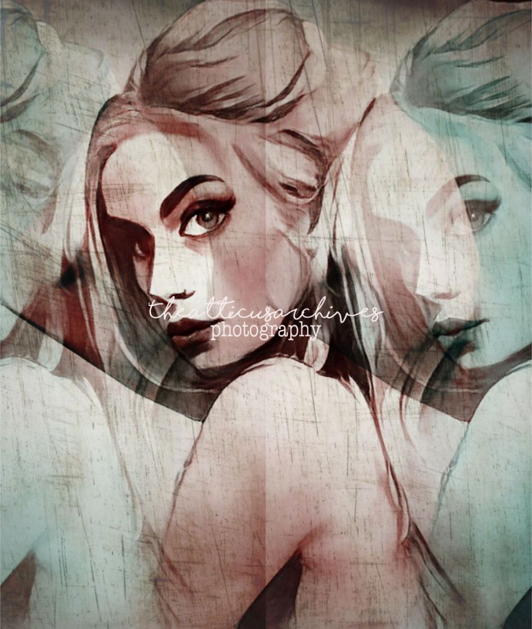 A portrait with digital layering or double exposure effects, abstract portraiture study