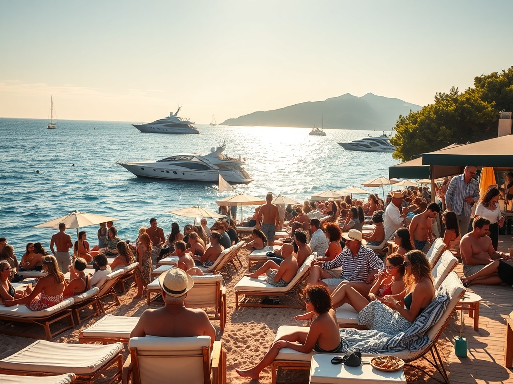 Saint-Tropez Pampelonne Beach club scene with vibrant summer energy