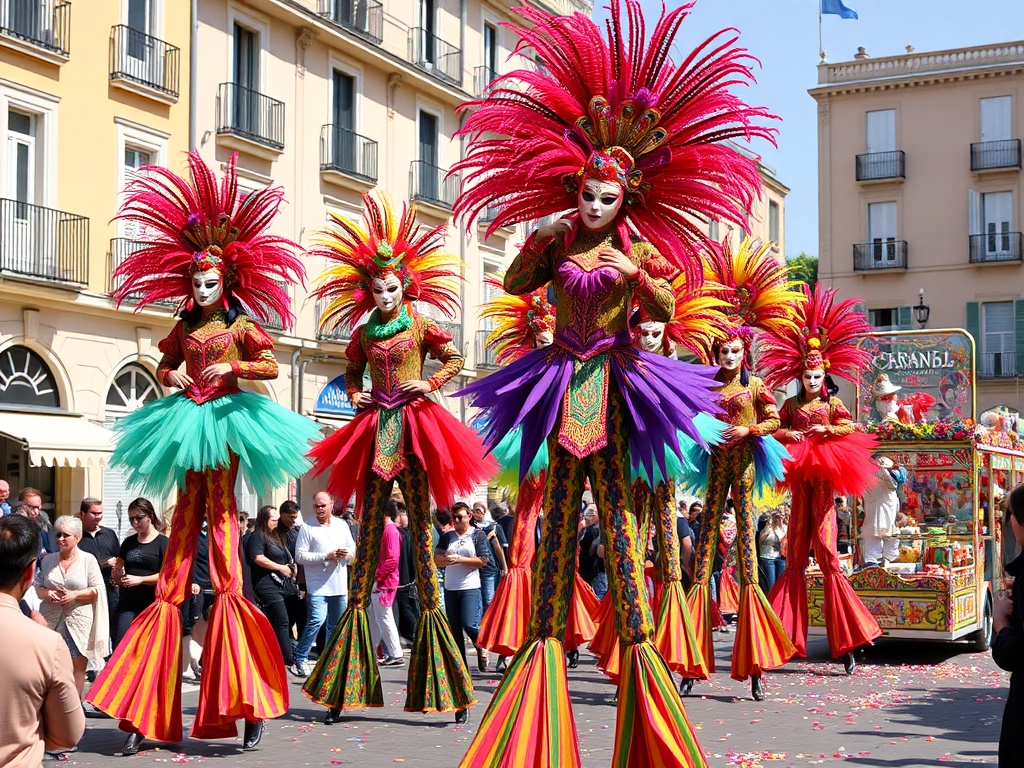 Nice Carnival - colorful parade with costumed performers