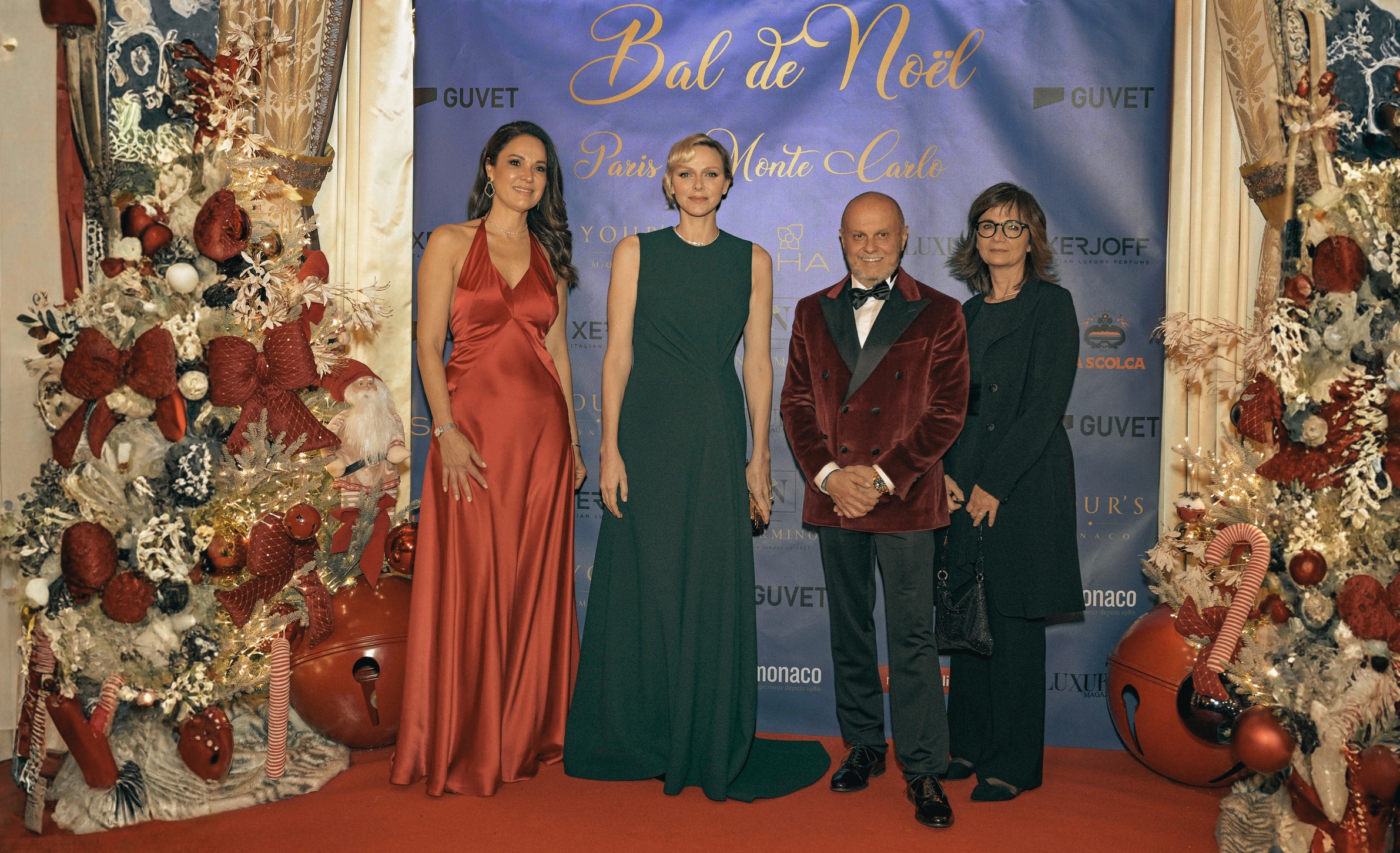 Prince Albert and Princess Charlene at Christmas red carpet