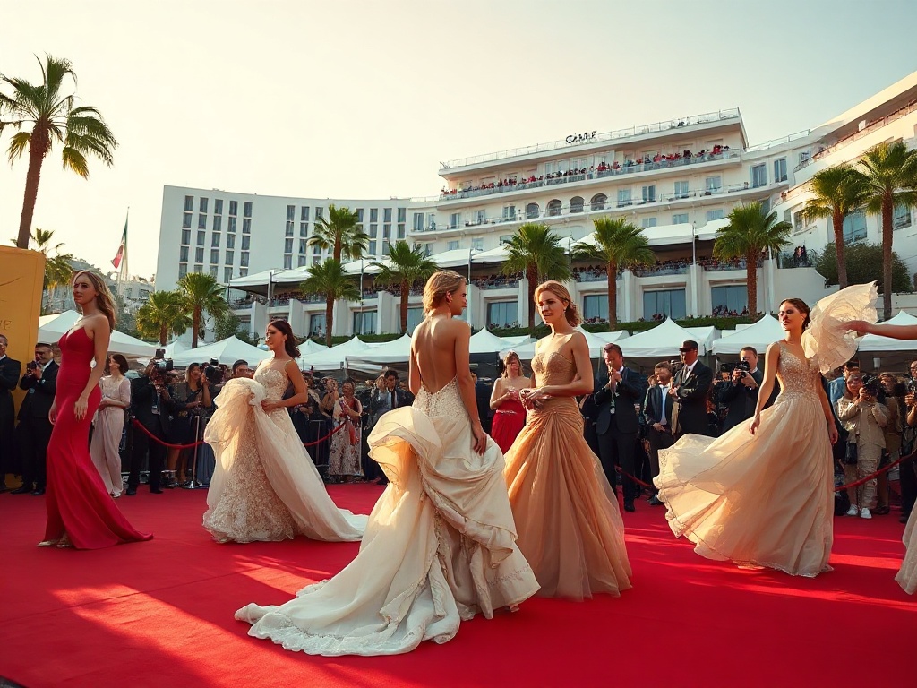Red carpet at Cannes Film Festival with celebrities and luxury ambiance