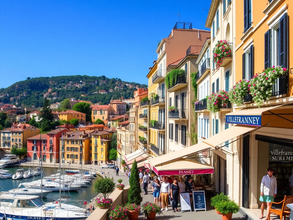 Villefranche-sur-Mer charming shopping quarter with Mediterranean coastal elegance