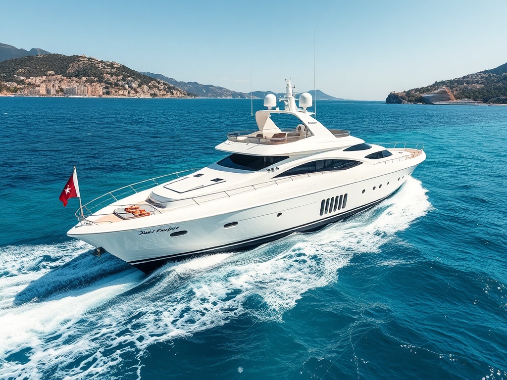 Luxury yacht sailing on the French Riviera Mediterranean Sea