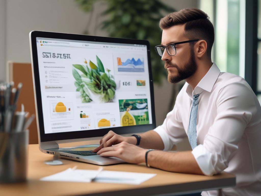 A close up shot of a focused marketing professional analyzing