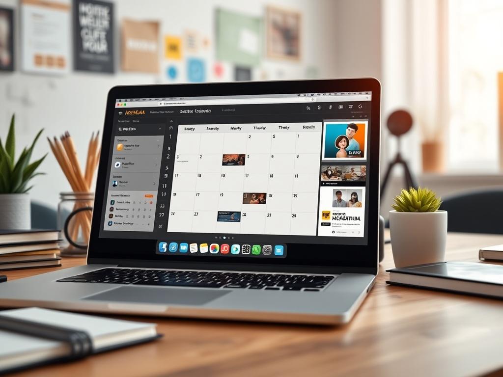 A close up shot of a modern workspace featuring a