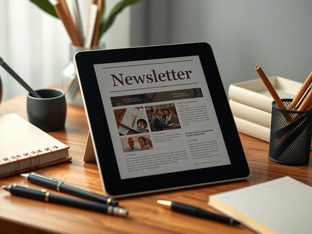 A high resolution of a professional newsletter design displayed on