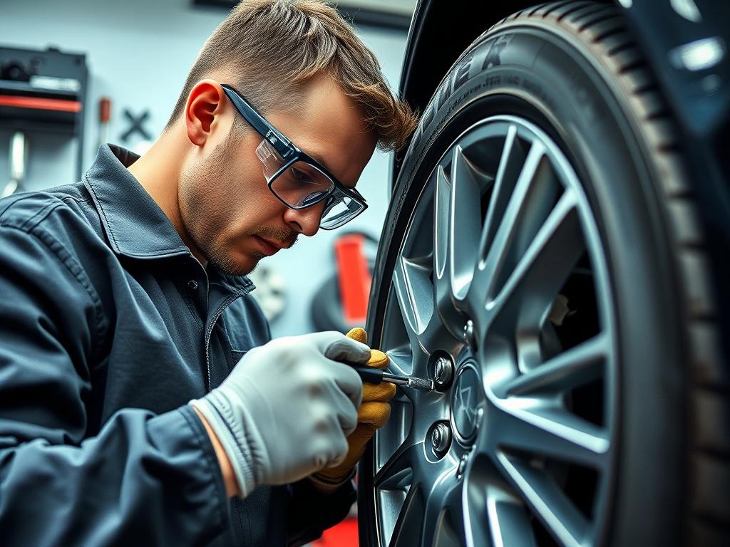 <strong>Mobile alloy wheel repair technician performing rim restoration for customers in Livermore, Pleasanton, Dublin, and San Ramon.</strong>