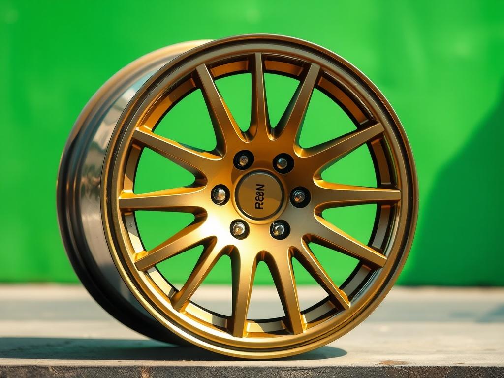 A hyper realistic image of a fully restored alloy wheel,