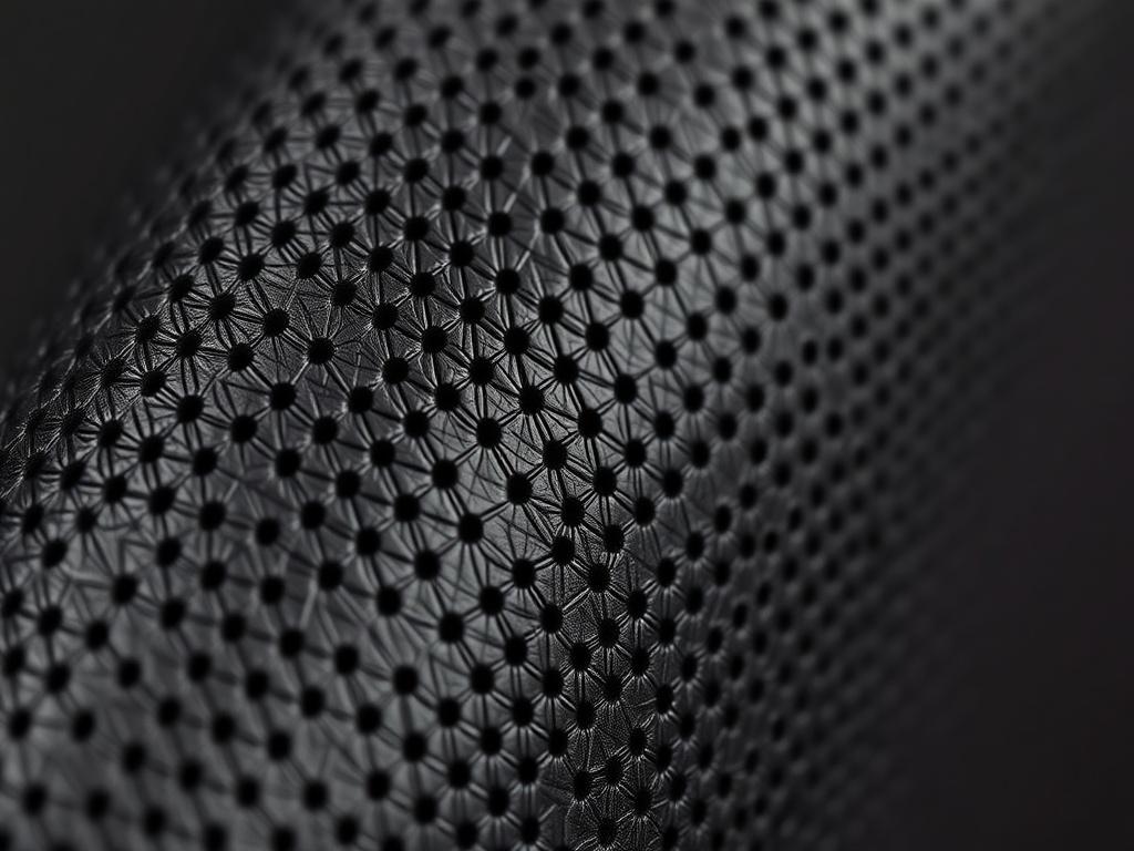 A close-up shot of perforated synthetic leather, showcasing its texture and breathable design, with a clear focus on the material's surface. The background should be a soft gradient of rgb(50, 170, 39) to enhance the color of the leather. The image should be hyper-realistic, emphasizing the quality and details of the synthetic leather.