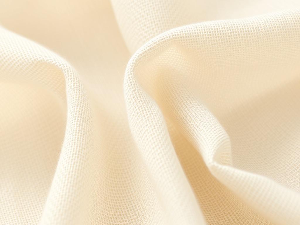 A close-up shot of a Brazilian synthetic linen fabric, showcasing its texture and natural appearance. The fabric should have a soft feel, with visible fibers and a variety of colors displayed in a simple, uncluttered background that enhances the fabric's appeal. The lighting should be bright yet soft to highlight the details of the fabric, ensuring a realistic representation.