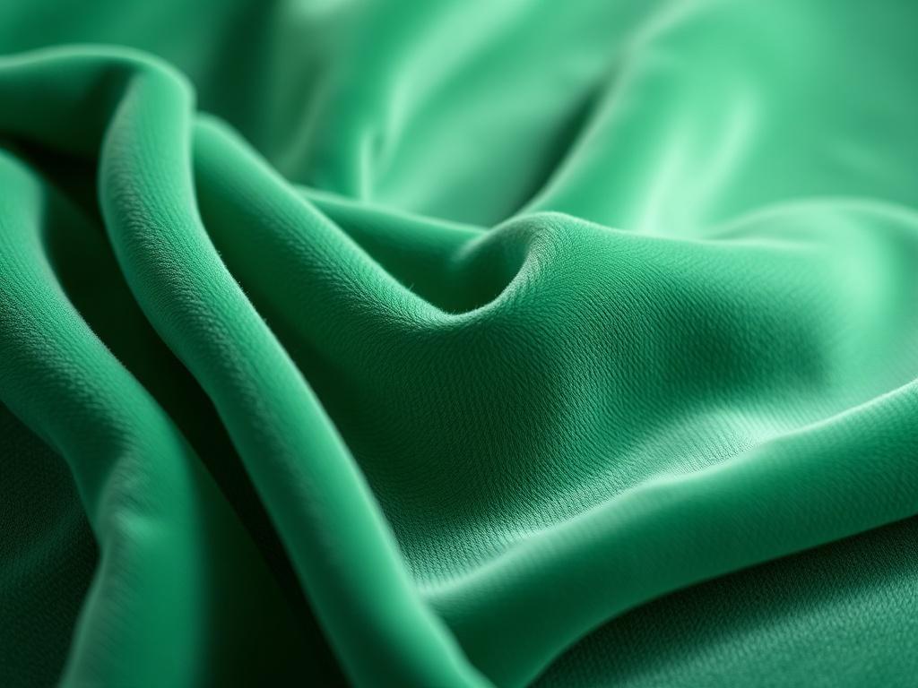 A close-up shot of a luxurious Brazilian resistant velvet fabric, showcasing its soft texture and vibrant color. The image should focus solely on the fabric, with a simple and clear background that complements the rich green color (rgb(50, 170, 39)). The lighting should be soft and natural to highlight the fabric's sheen and detailed texture.