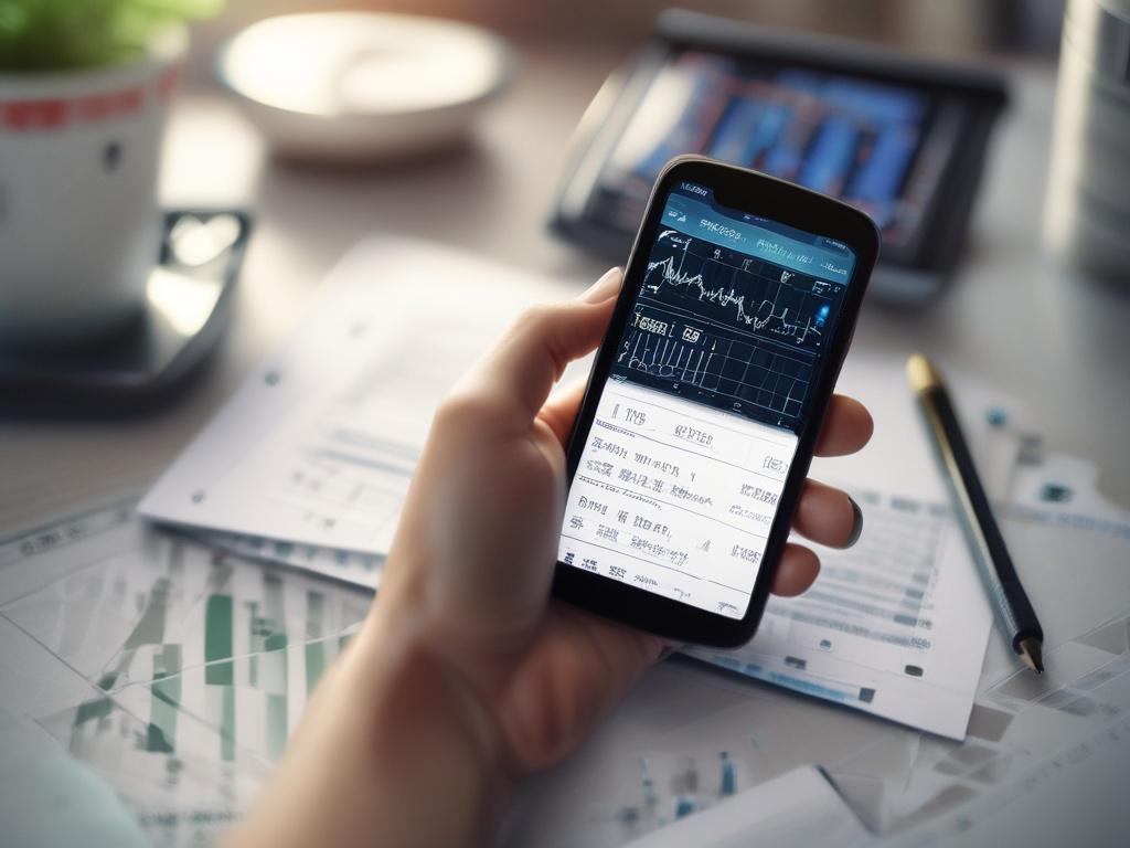 A close up shot of an investor examining stock market