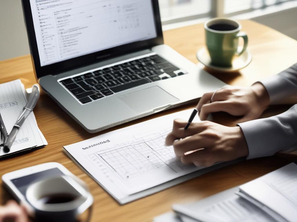 A close up shot of a financial planner working on
