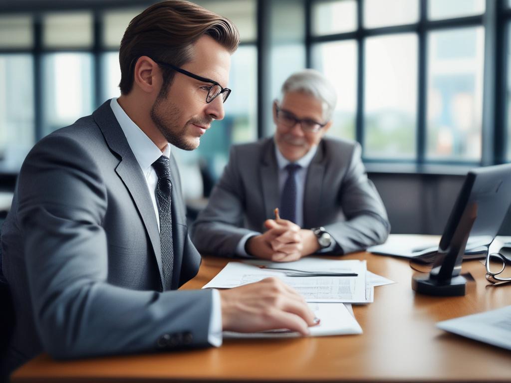 A close up shot of a financial consultant discussing with