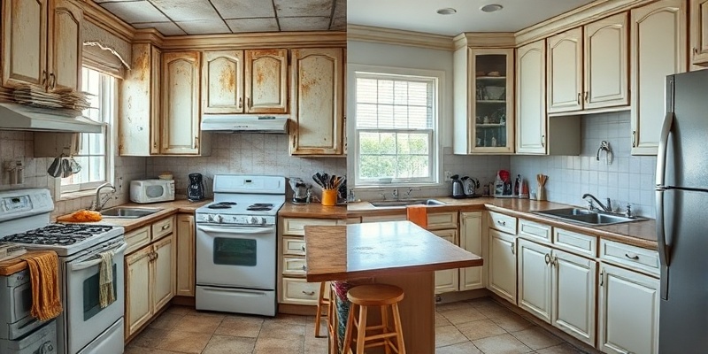 Before: Messy grimy kitchen