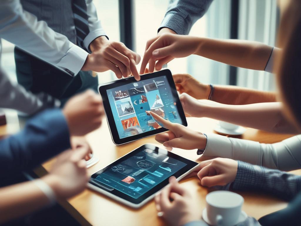 A close up shot of a vibrant, engaged team collaborating