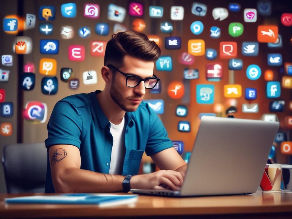 A close up shot of a social media manager working