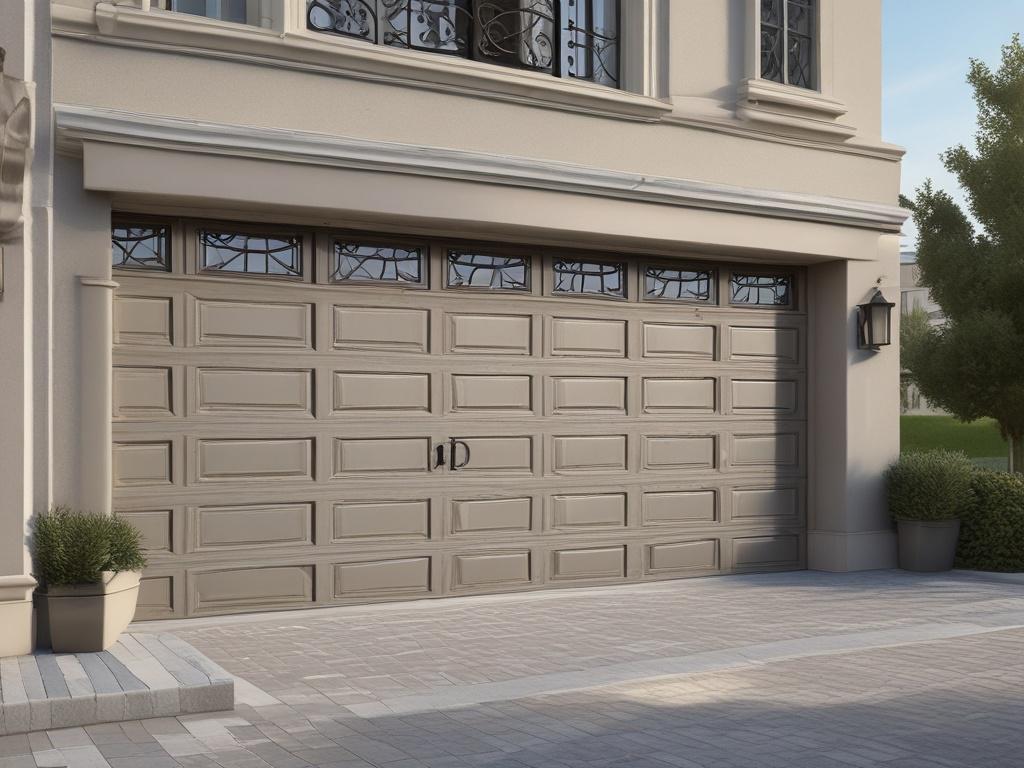 **AI Image Generation Prompt:**

Create a realistic, high-resolution photo that captures the essence of professional garage door installation in a residential setting in Al Barari, Dubai. The composition should feature a skilled technician in the foreground, actively installing a sleek, modern garage door. The technician should be focused and wearing professional work attire, with tools visible in hand, highlighting their expertise. 

In the background, show a contemporary home exterior that complements the