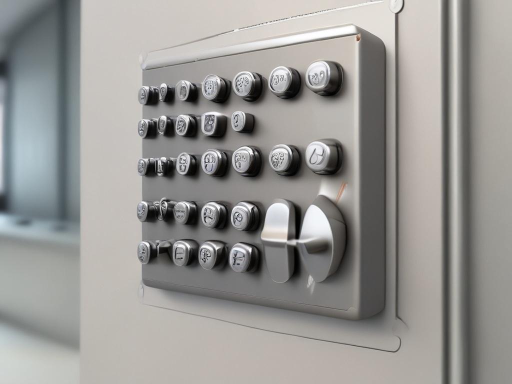 **Prompt for AI Image Generation:**

Create a hyper-realistic, high-resolution close-up shot of an ultra-modern keypad gate lock system designed for a private garden. The primary subject should be a sleek, contemporary keypad lock mounted securely on an elegantly designed garden gate. The lock should feature a digital interface with illuminated buttons, showcasing its advanced technology. 

In the background, depict a serene garden setting consisting of lush greenery, vibrant flowers, and a well-manicured l